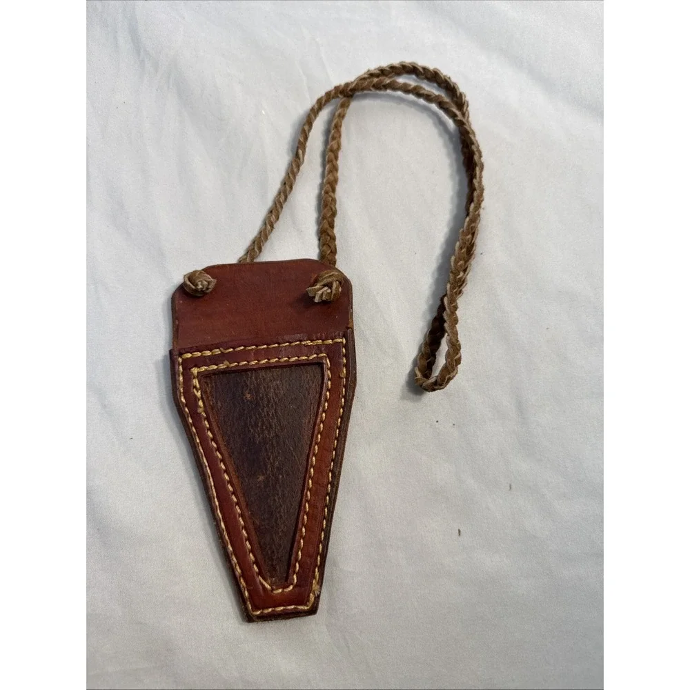 Vintage Handcrafted Leather Neck Sheath Holster Tool Case with Braided Strap